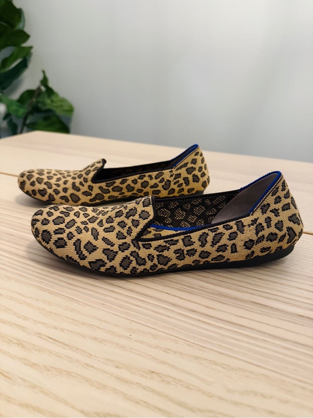 Rothy’s The Loafer Leopard Animal Print Knit Slip On Flats Size 6